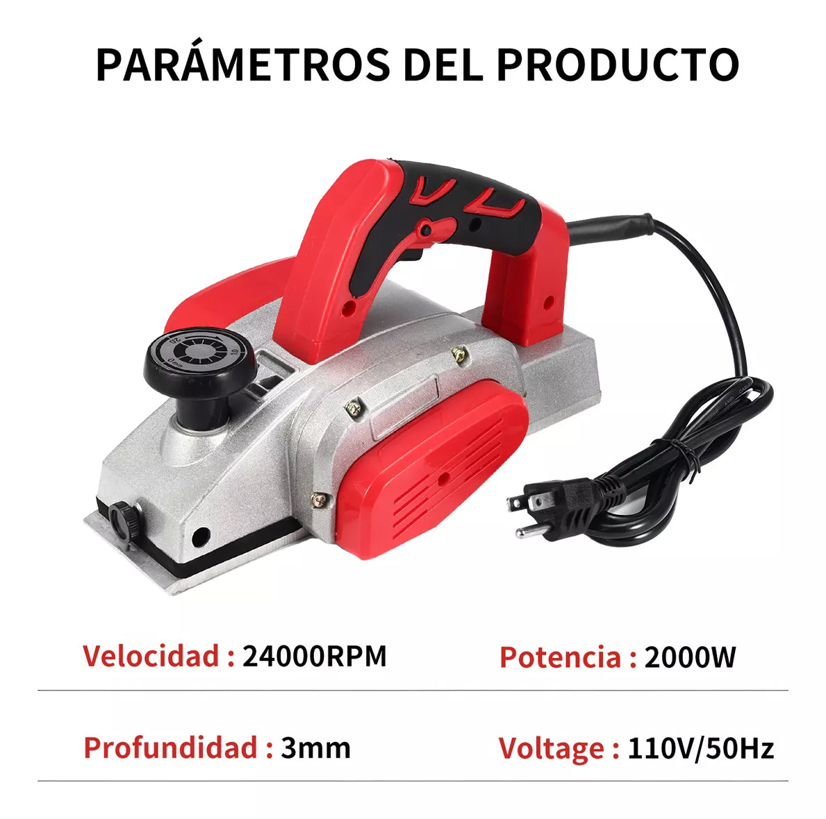 Cepilladora Eléctrica Para Madera Cepillo Profesional Kit