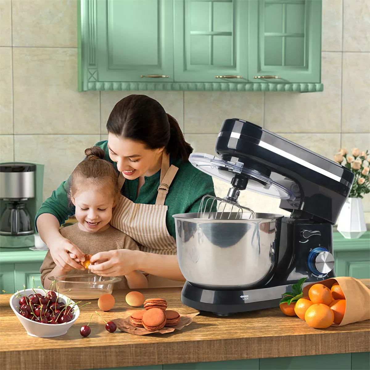Batidora De Pedestal Planetaria Cocina Color Negro 60hz 1000w