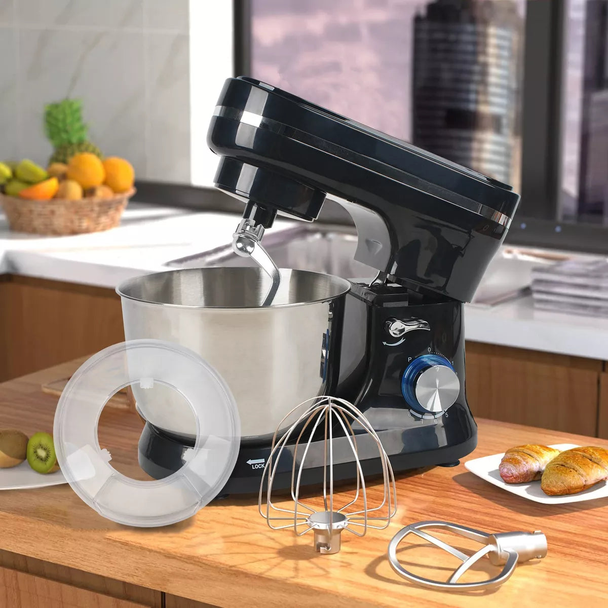 Batidora De Pedestal Planetaria Cocina Color Negro 60hz 1000w