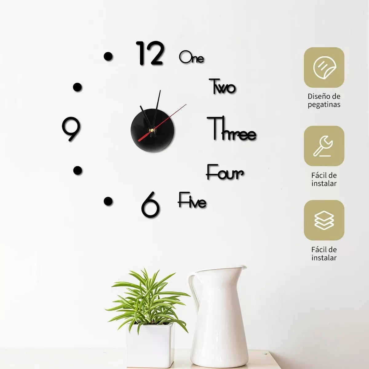 C01 Reloj De Pared 3d De Cuarzo Acrílico Grande Moderno