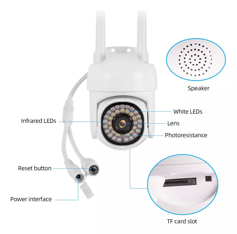 Cámara Seguridad Wifi Exterior Hd 1080p Vigilancia Alarmas
