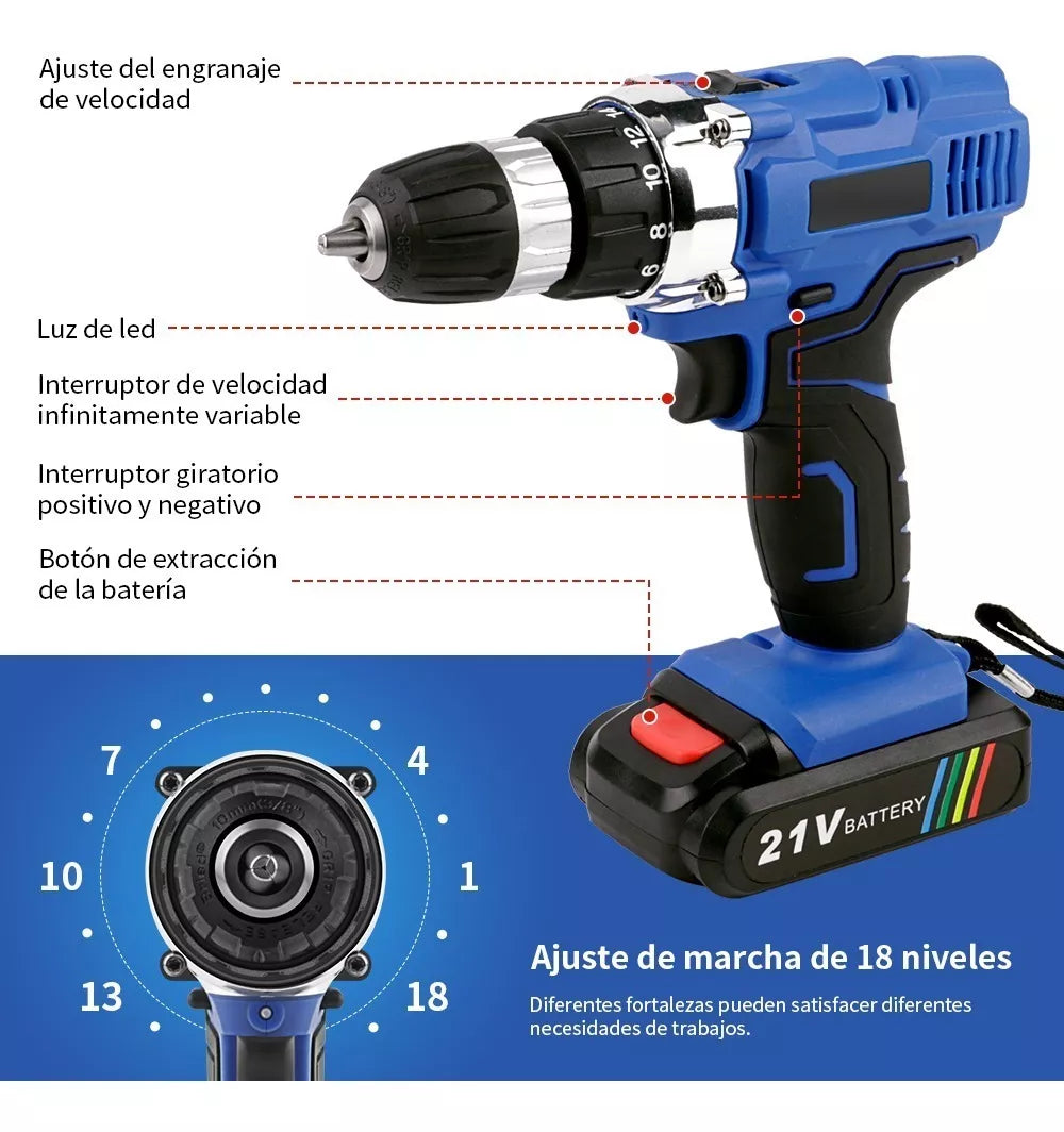 Taladro Inalámbrico V6 Juego De Llaves De Destornillador