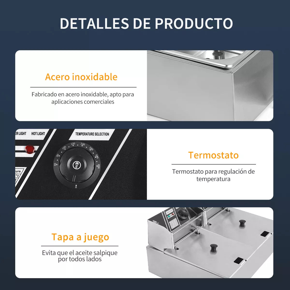 Freidora De Aceite Acero Inoxidable Eléctrica Automática 16L