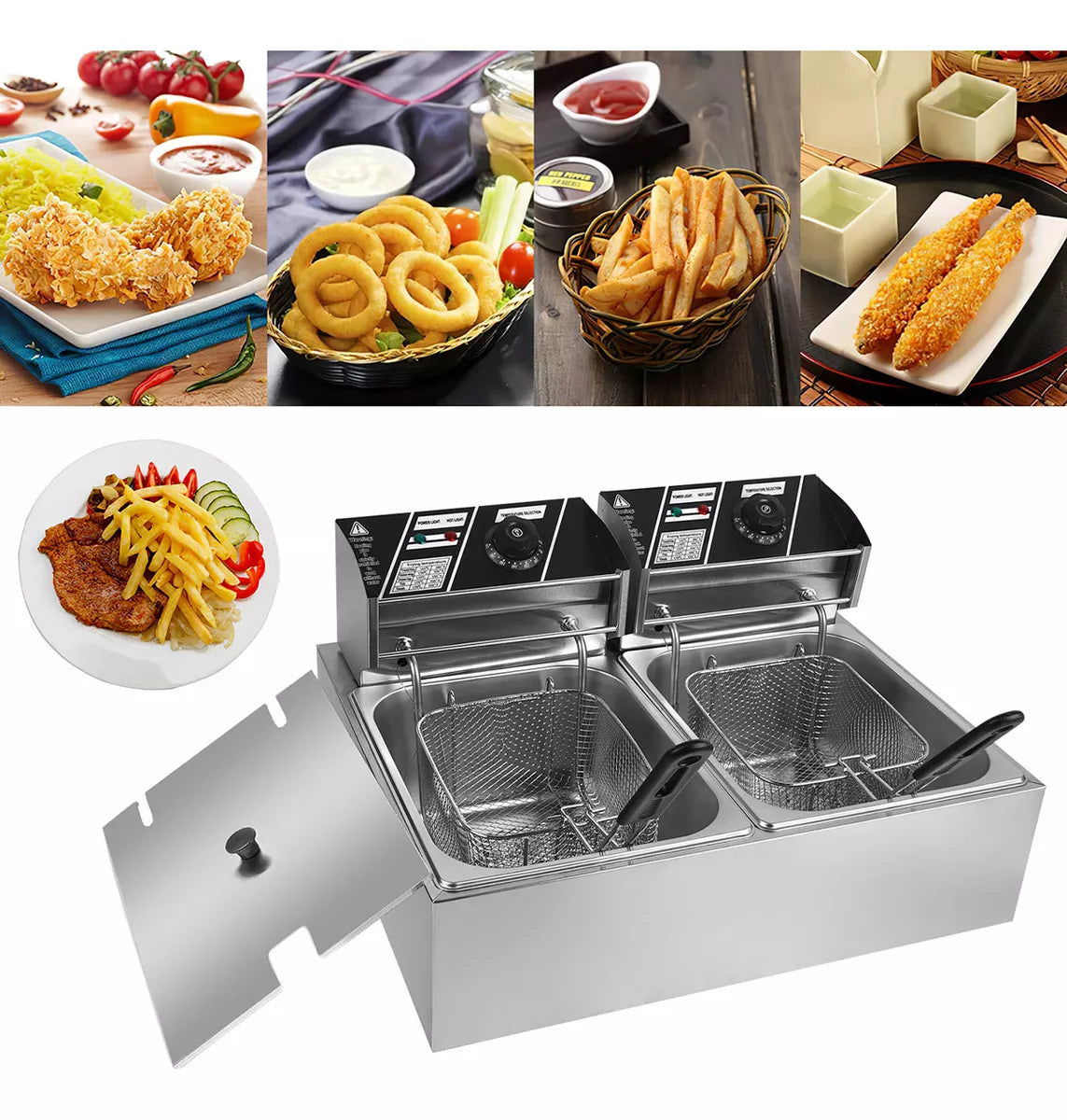 Freidora De Aceite Acero Inoxidable Eléctrica Automática 16L