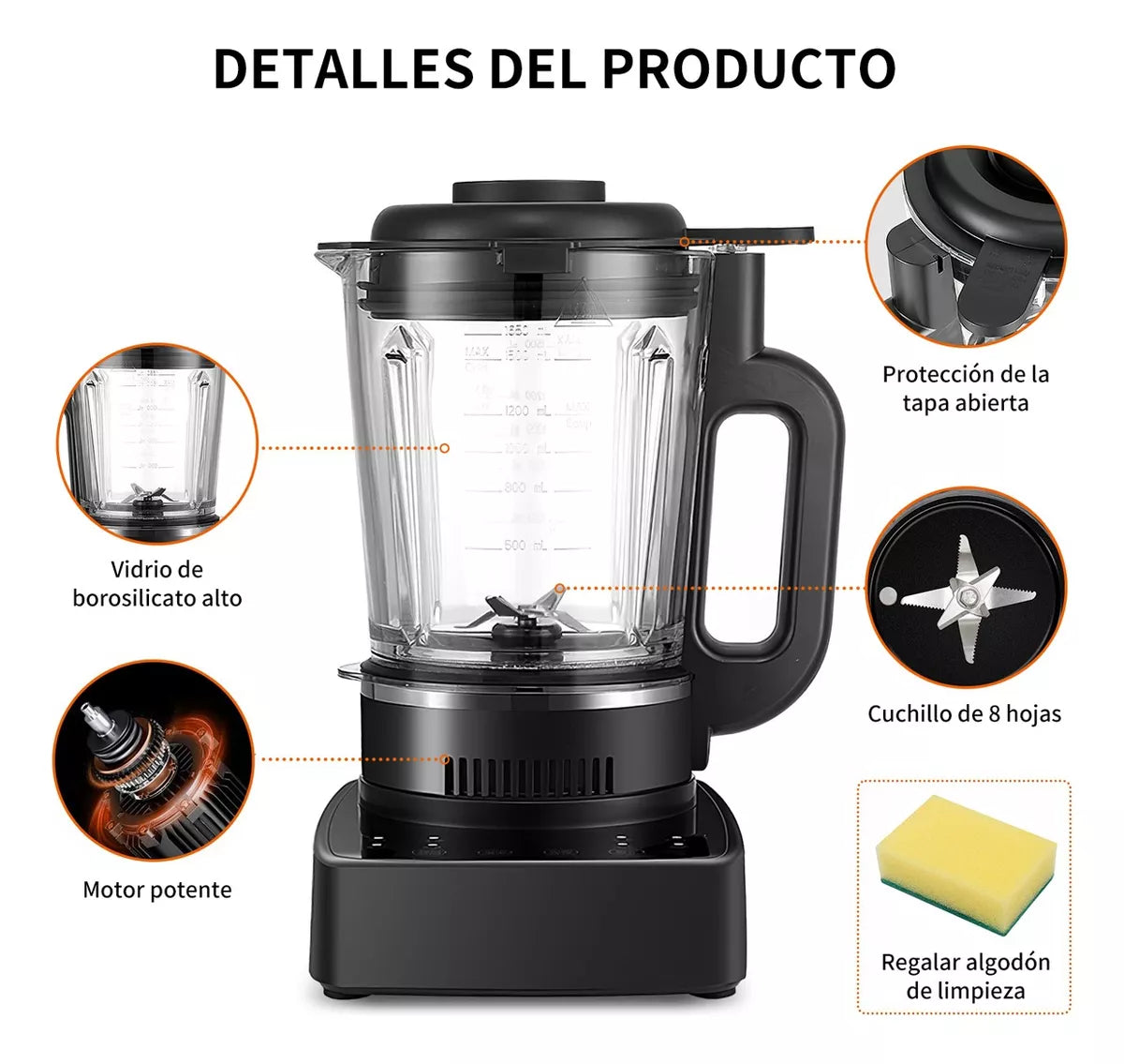 Licuadora Professional Blender Con Calefacción 1.6l Vaso