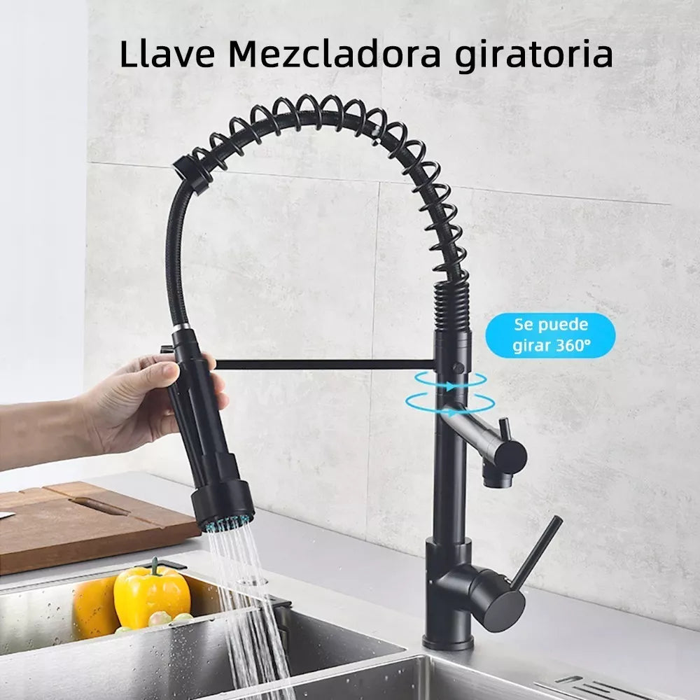 Llave Grifo Mezcladora Cocina Baño 2 modos Agua Giratoria