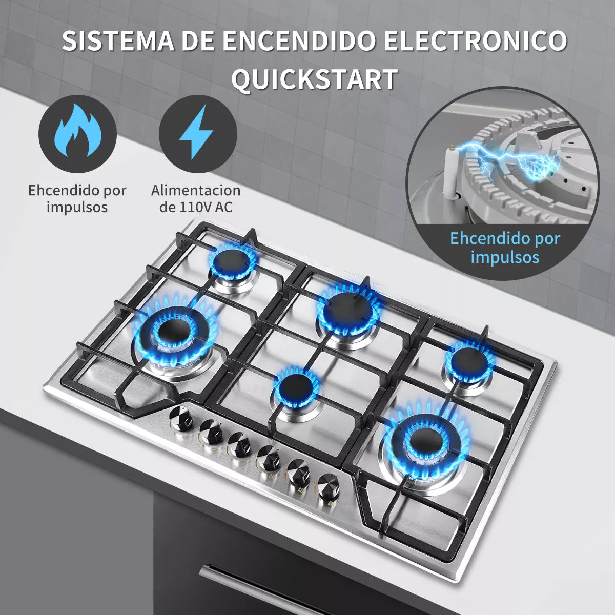 Parrilla A Gas Estufas Acero Inoxidable 6 Quemadores Lp Gas