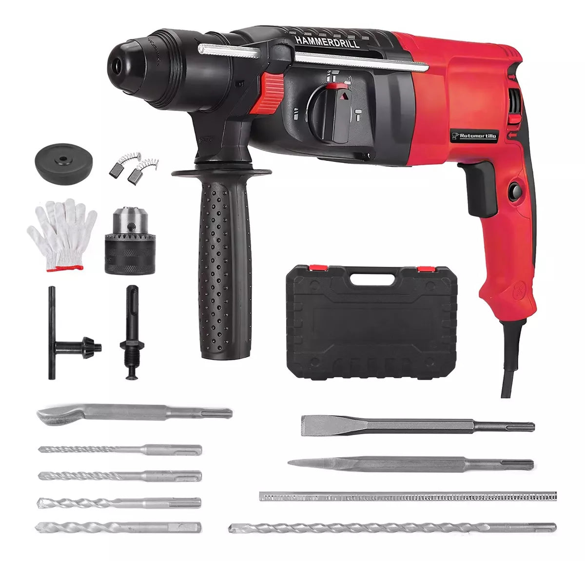 Rotomartillo Cincelador Perforador 1200w Con Accesorios