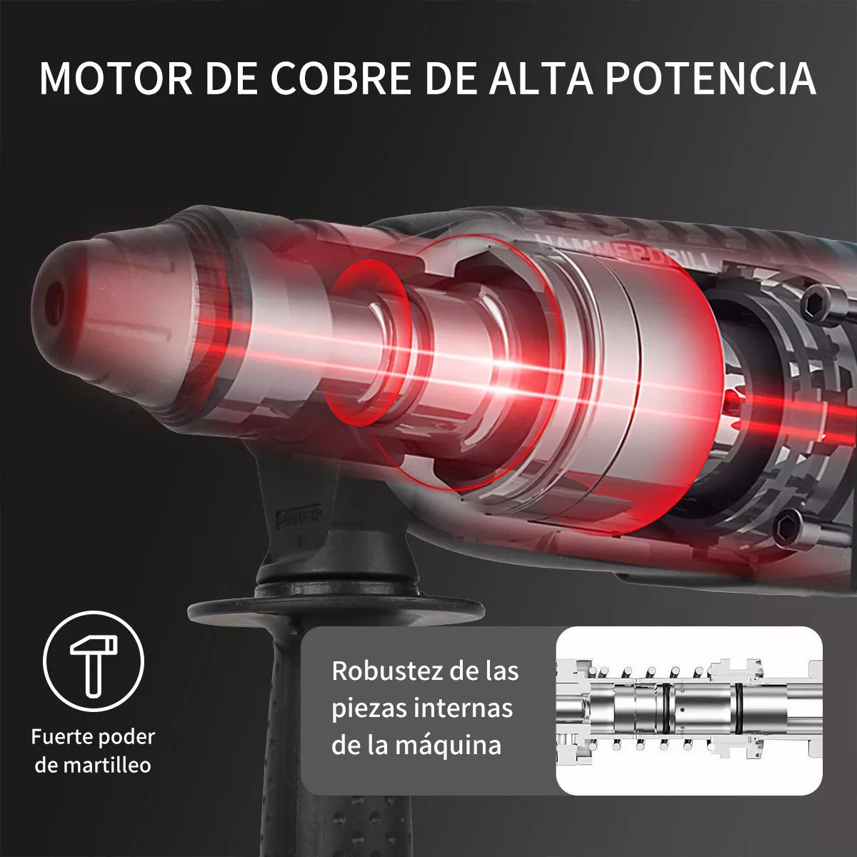 Rotomartillo Cincelador Perforador 1200w Con Accesorios