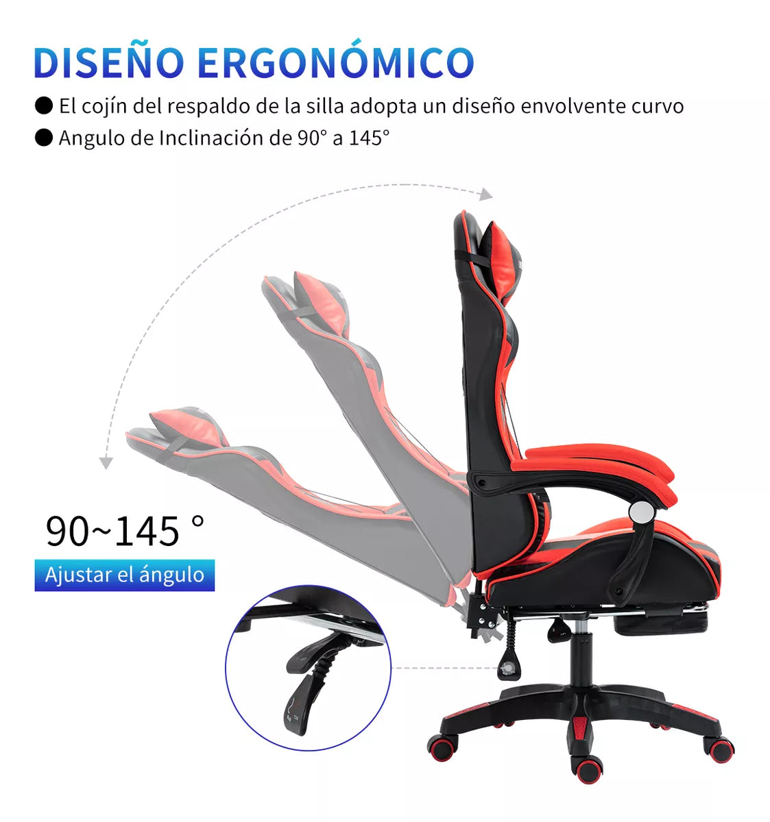 Silla Gamer Gaming Ergonómica Reclinable Reposapiés HC57