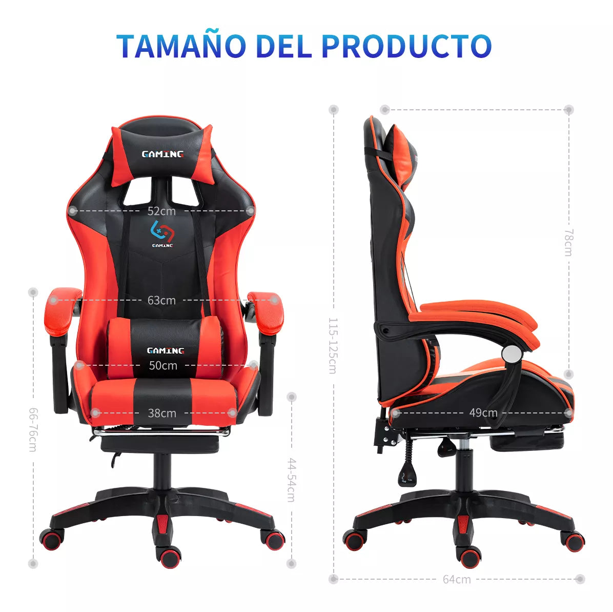 Silla Gamer Gaming Ergonómica Reclinable Reposapiés HC57
