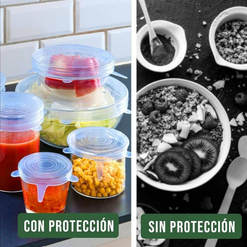6 TAPAS DE SILICON REUTILIZABLES