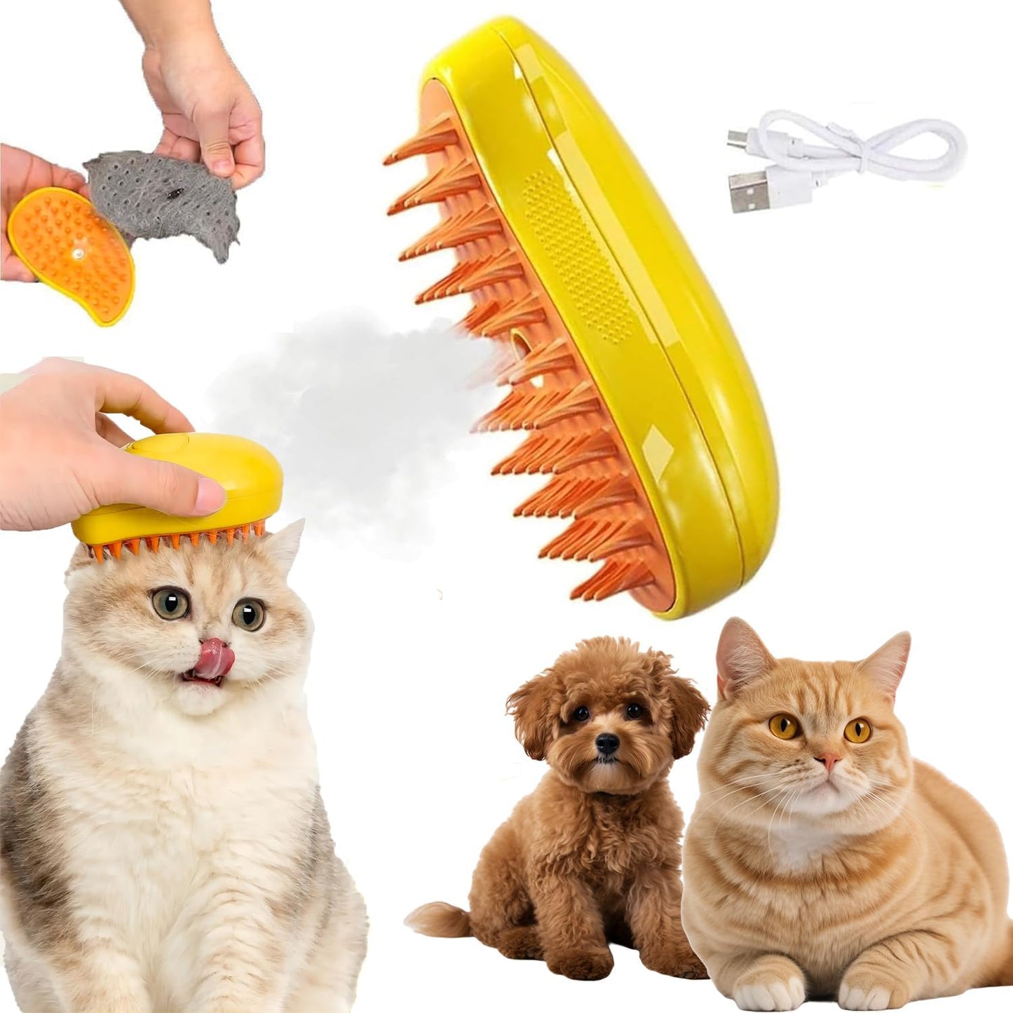 Cepillo Vaporizador Mascotas Quitapelos