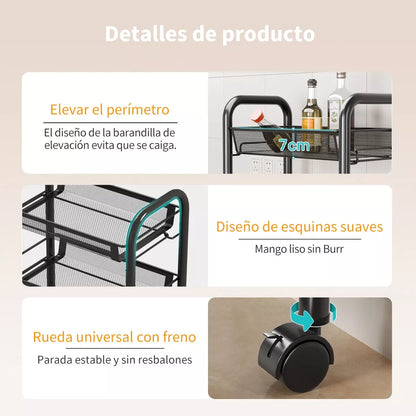 Carrito Organizador Multiusos 4 Niveles Metálico Con Ruedas