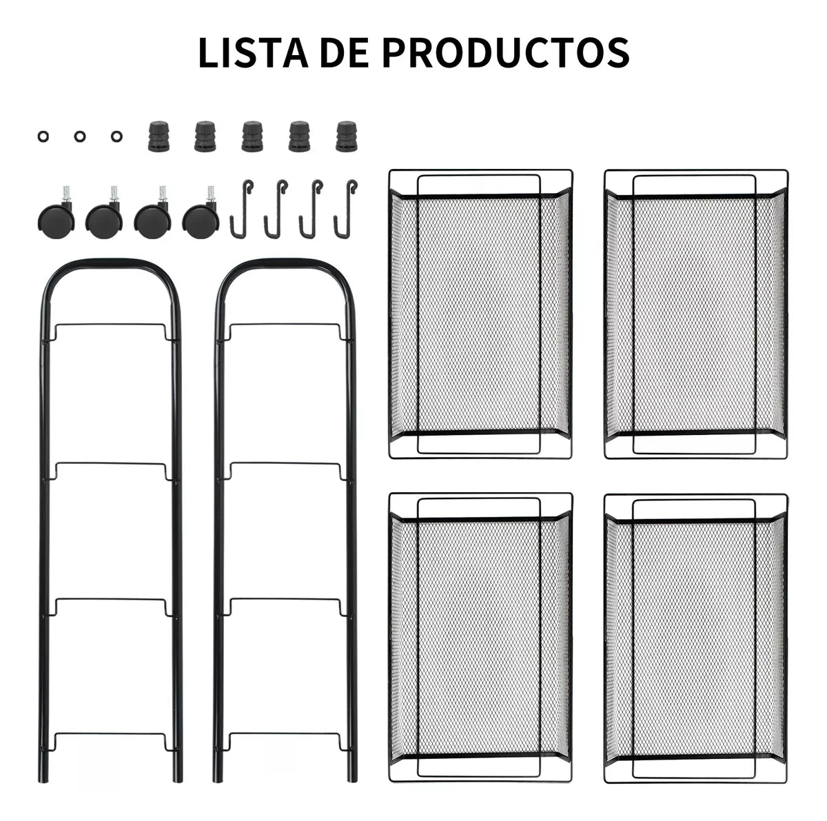 Carrito Organizador Multiusos 4 Niveles Metálico Con Ruedas