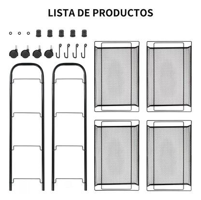 Carrito Organizador Multiusos 4 Niveles Metálico Con Ruedas