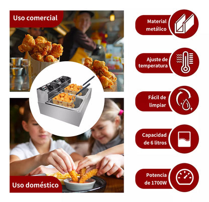 Freidora De Aceite Acero Inoxidable Eléctrica Automática 16L