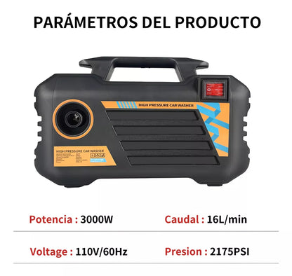 Hidrolavadora Eléctrica Portátil Pistola De 3000w 2175psi