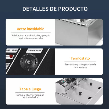 Freidora De Aceite Acero Inoxidable Eléctrica Automática 16L