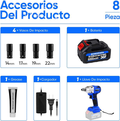 Llave Pistola De Impacto 2 Baterias Inalambrica