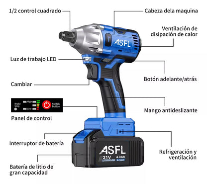 Llave De Impacto Inalambrico Electrica Pistola Taladro Kit