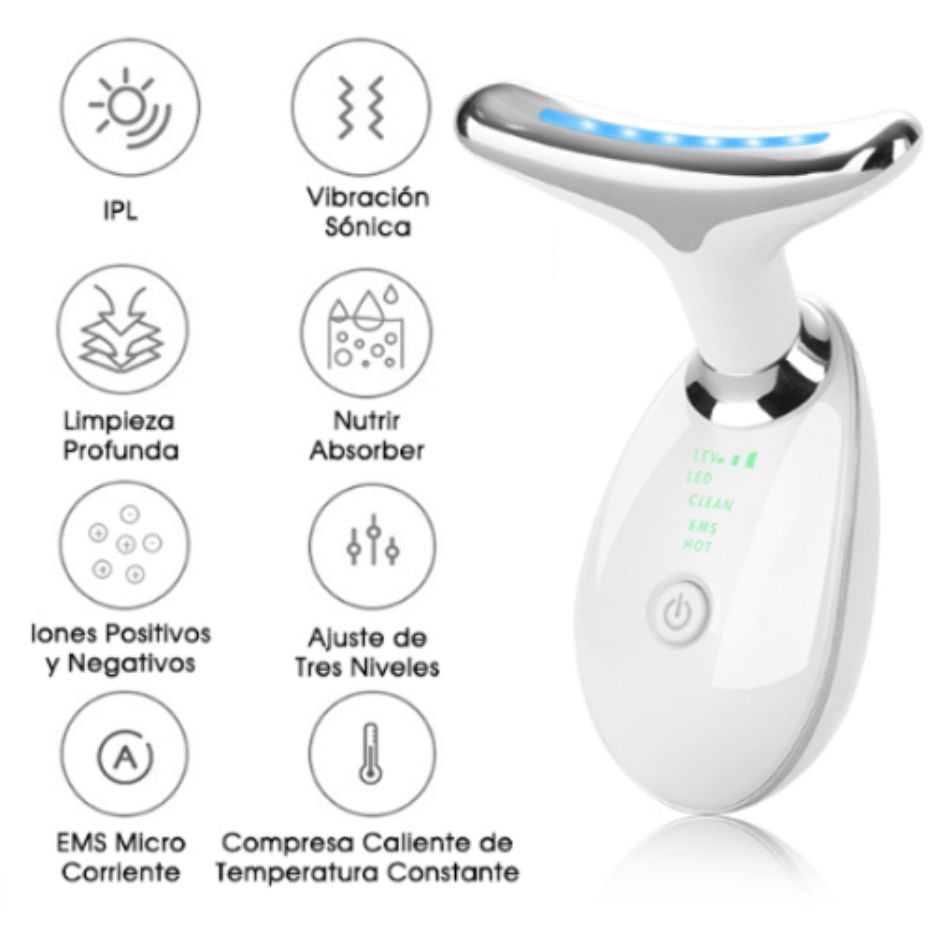 Masajeador Facial Cuello LED Antiarrugas