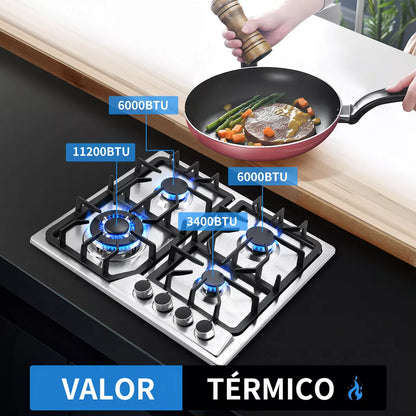 Parrilla A Gas Estufas Acero Inoxidable 4 Quemadores Color Plateado