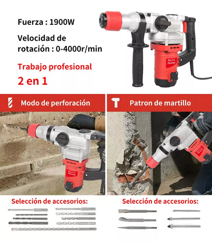 Rotomartillo Industrial Cincelador Perforador Sds 1900w
