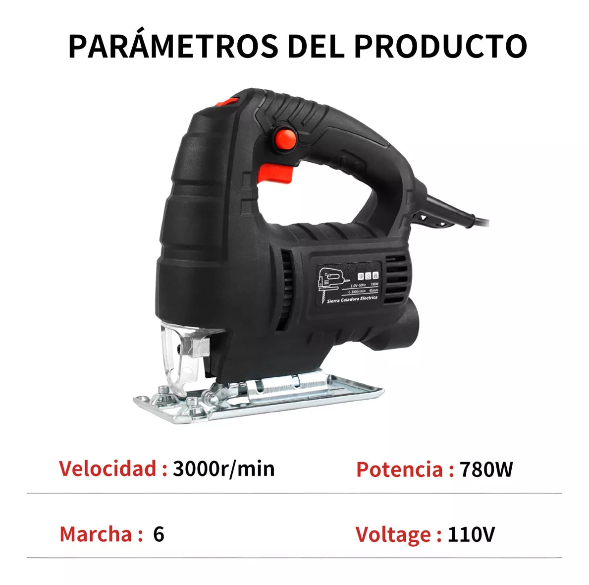 Sierra Caladora Eléctrica Profesional 6 Velocidad 780w
