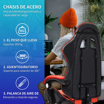 Silla Gamer Gaming Ergonómica Reclinable Reposapiés HC57