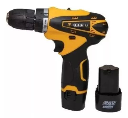 Taladro Inalambrico Amarillo 2 Baterias Redondas