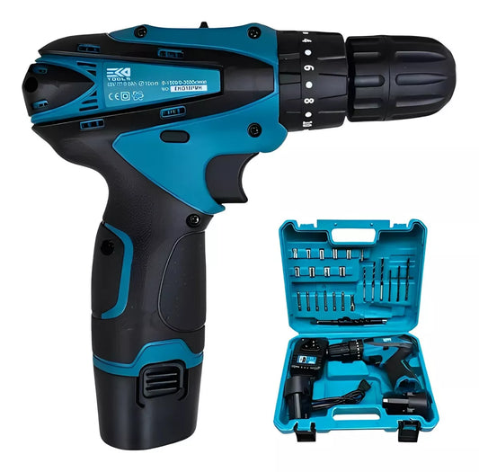 Taladro Inalambrico Azul 2 baterias Redondas